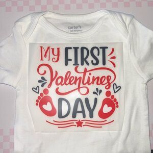 You pick size- made to order baby onesie my first Valentine’s Day